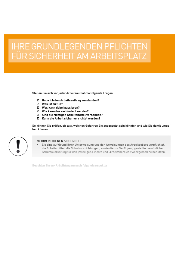 Ihre grundlegenden Pflichten als Arbeitnehmer zur Sicherheit am