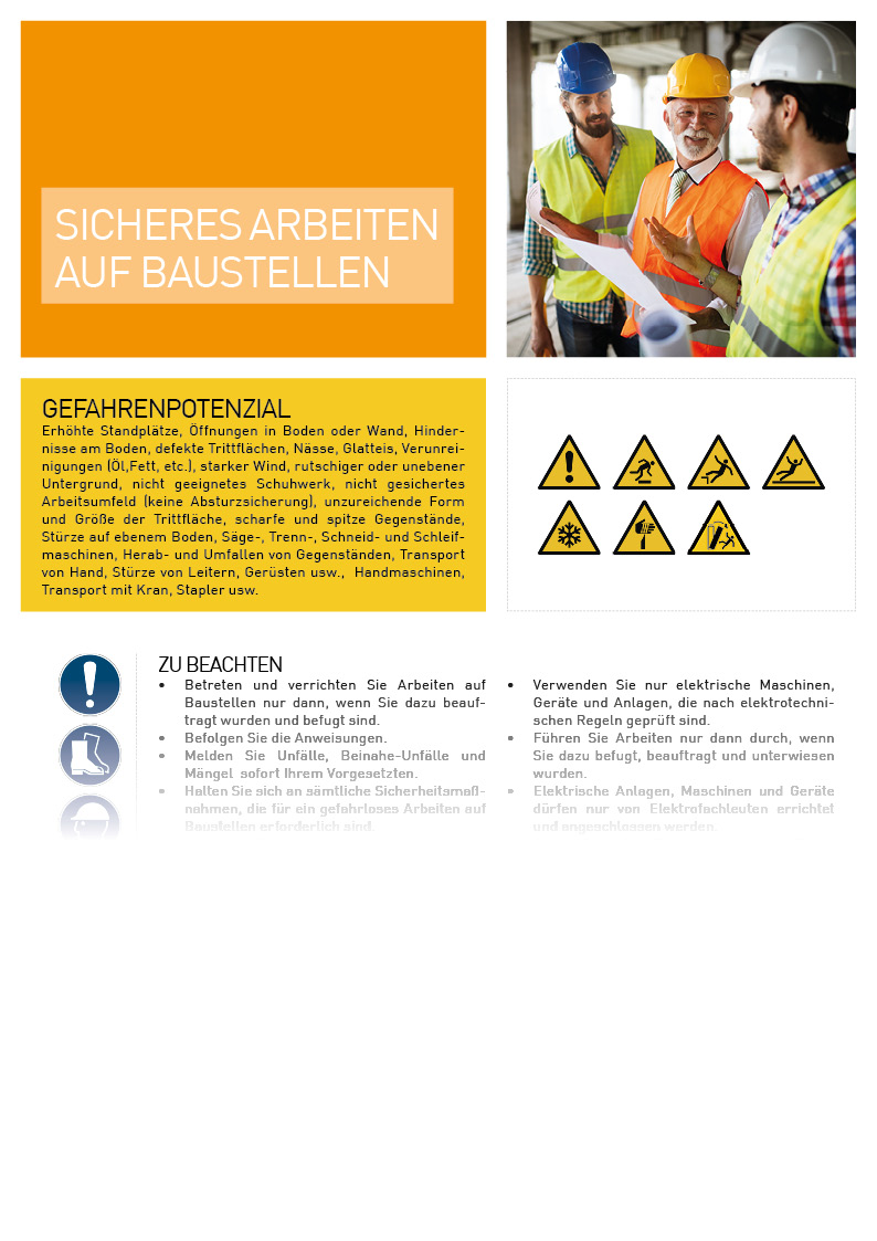Sicheres Arbeiten auf Baustellen - Unterweisung / Arbeitsanweisung