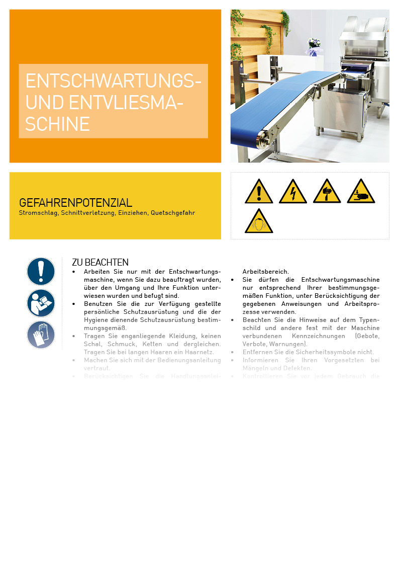 Entschwartungs- und Entvliesmaschine - Unterweisung / Arbeitsanweisung