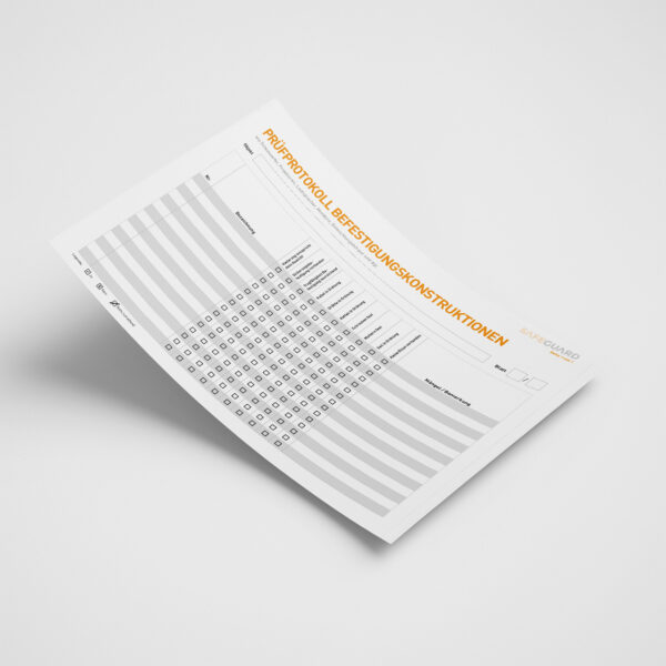 Prüfprotokoll Befestigungskonstruktionen Wand & Decke - für Scheinwerfer, Projektoren, Beleuchtungskörper, Monitore etc. (Vorlage)